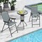 Costway 2 PCS Patio Bar Chair Folding Bar Height Metal Frame with Footrest Garden Blue/Coffee